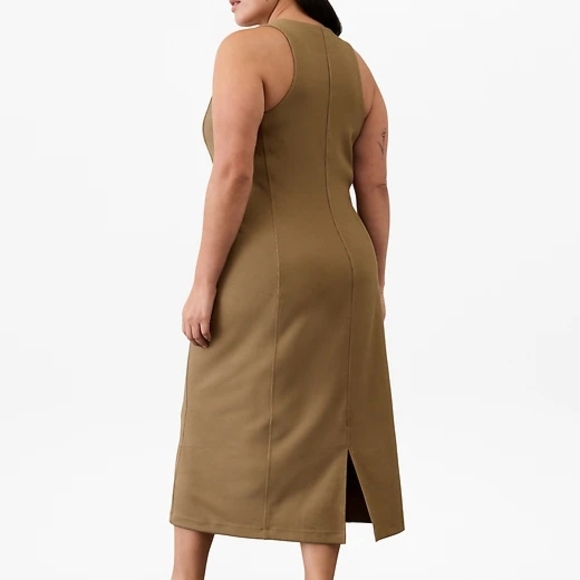 ✨️ NWT Athleta Seasoft Tan Rib Midi Tank Dress Small Tall - Picture 3 of 8